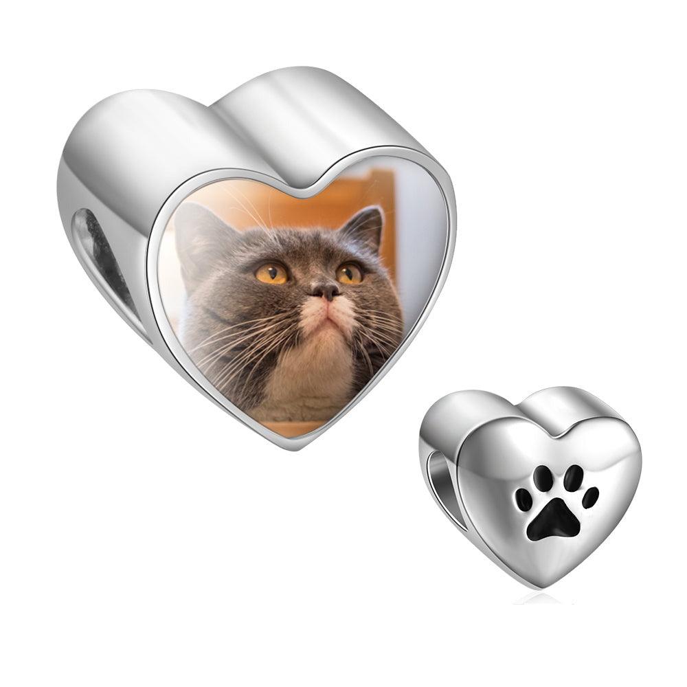 Personalized Cat Or Dog Photo Embedding Paw in the Charm Jewelry - Personalized Jewel