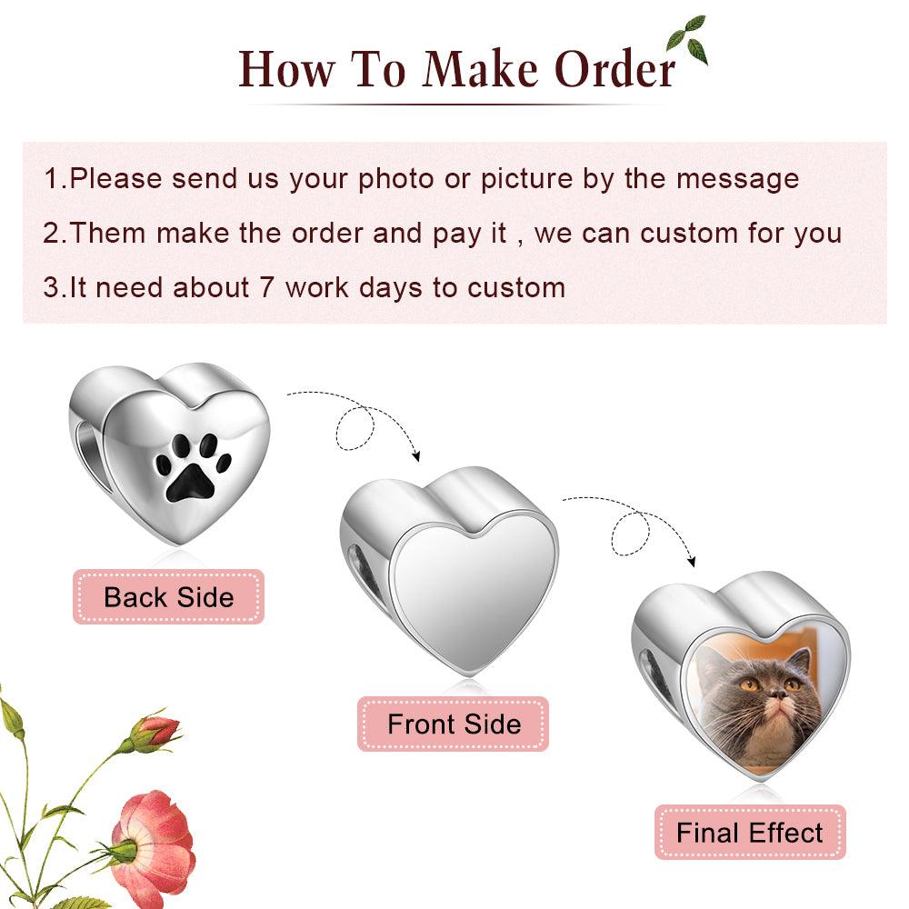 Personalized Cat Or Dog Photo Embedding Paw in the Charm Jewelry - Personalized Jewel