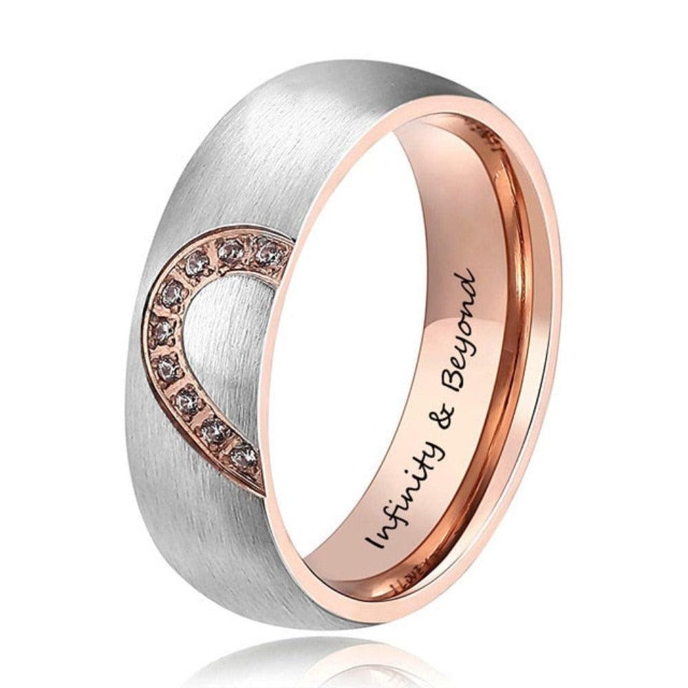 Personalized Couple’s Rings Custom Inner Engraving And Zirconia Stone Promise Unisex Ring - Personalized Jewel