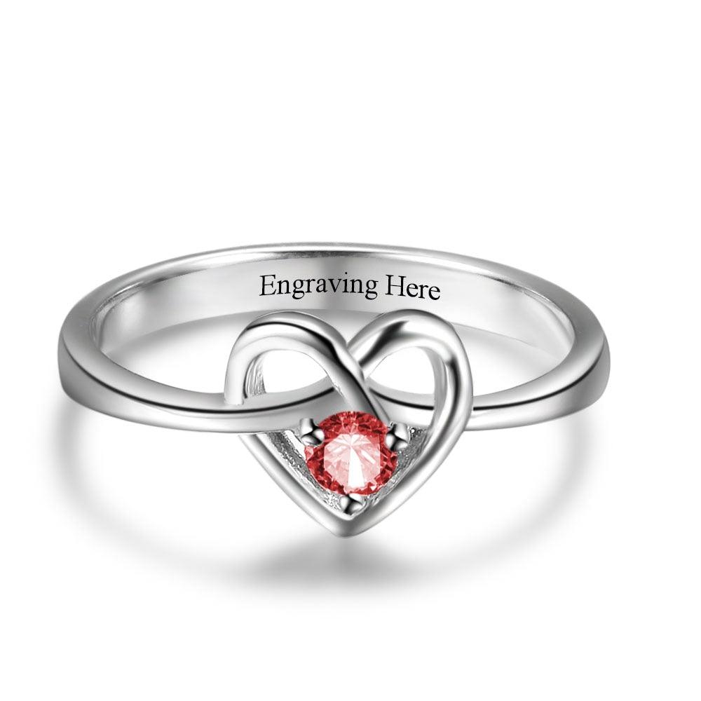Personalized DIY Custom Birthstone And Inner Engraving Ring For Partner - Personalized Jewel