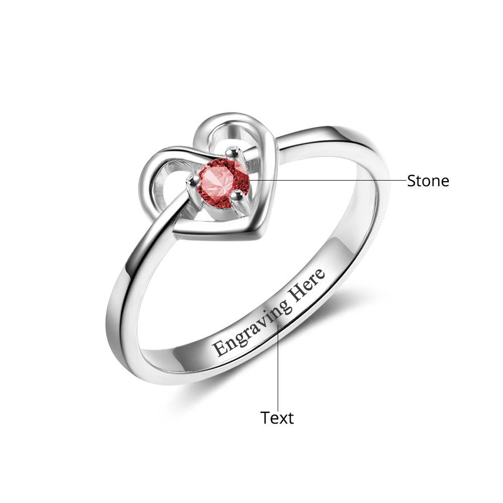 Personalized DIY Custom Birthstone And Inner Engraving Ring For Partner - Personalized Jewel