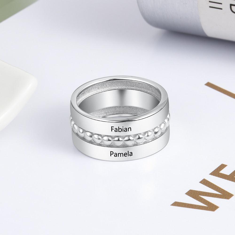 Personalized Double Promise Ring - Accentuated Band Design - Customized Gifts - Personalized Jewel