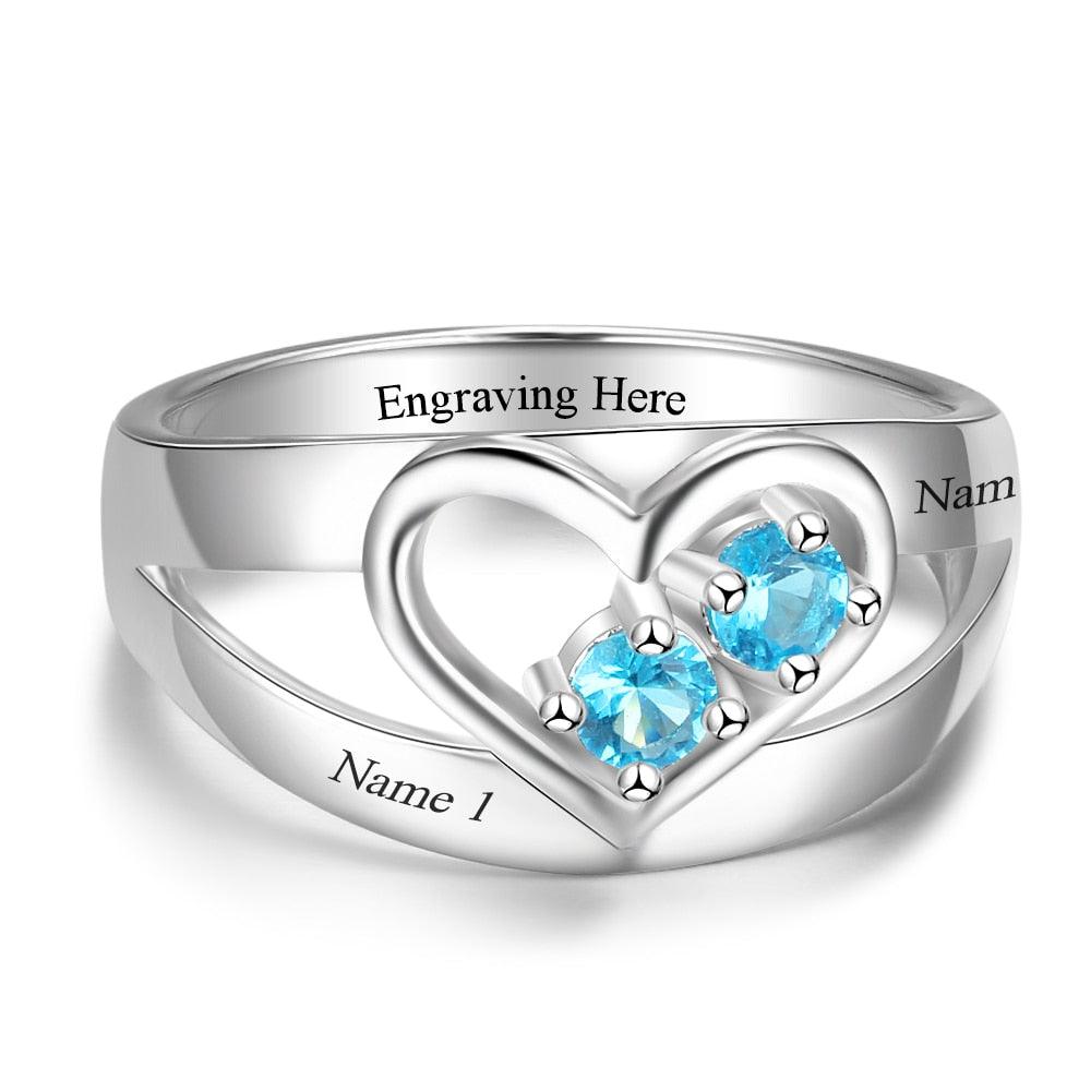 Personalized Engrave Names and Birthstone Ring Jewelry Gift - Personalized Jewel