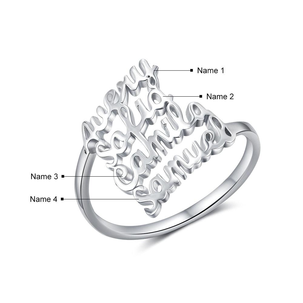 Personalized Family Nameplate Rings For Women - Personalized Jewel