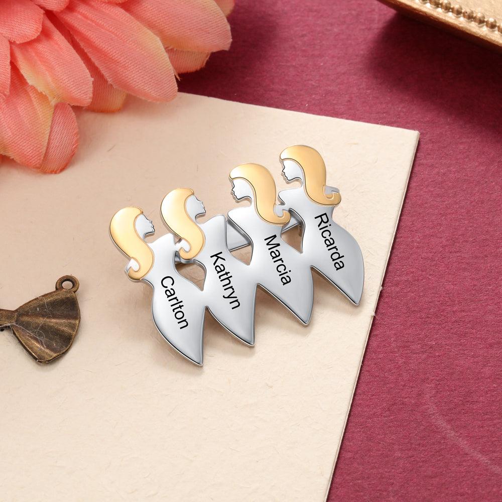 Personalized German Silver Four Name Engravings Jewelry Pins - Personalized Jewel