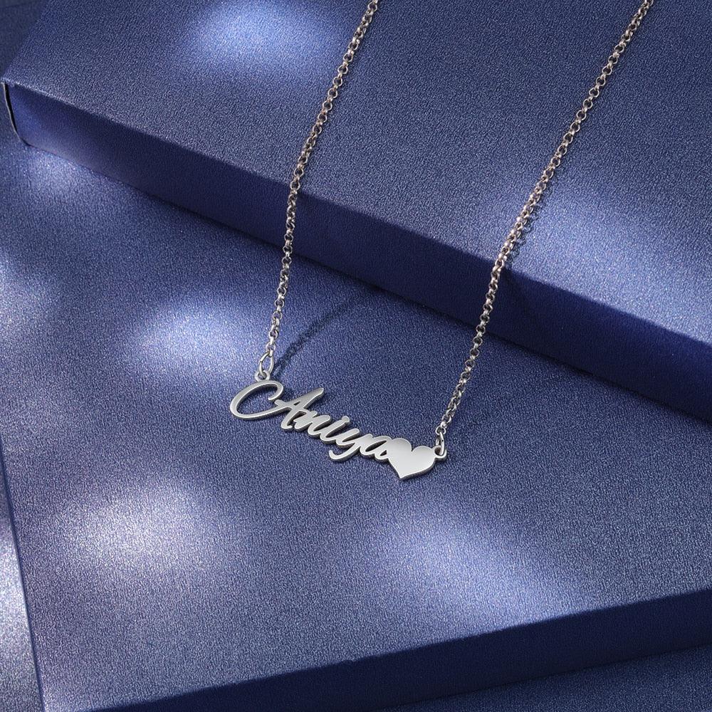 Personalized Gift Customized Letter Nameplate With Heart Custom Made Name Necklace - Personalized Jewel