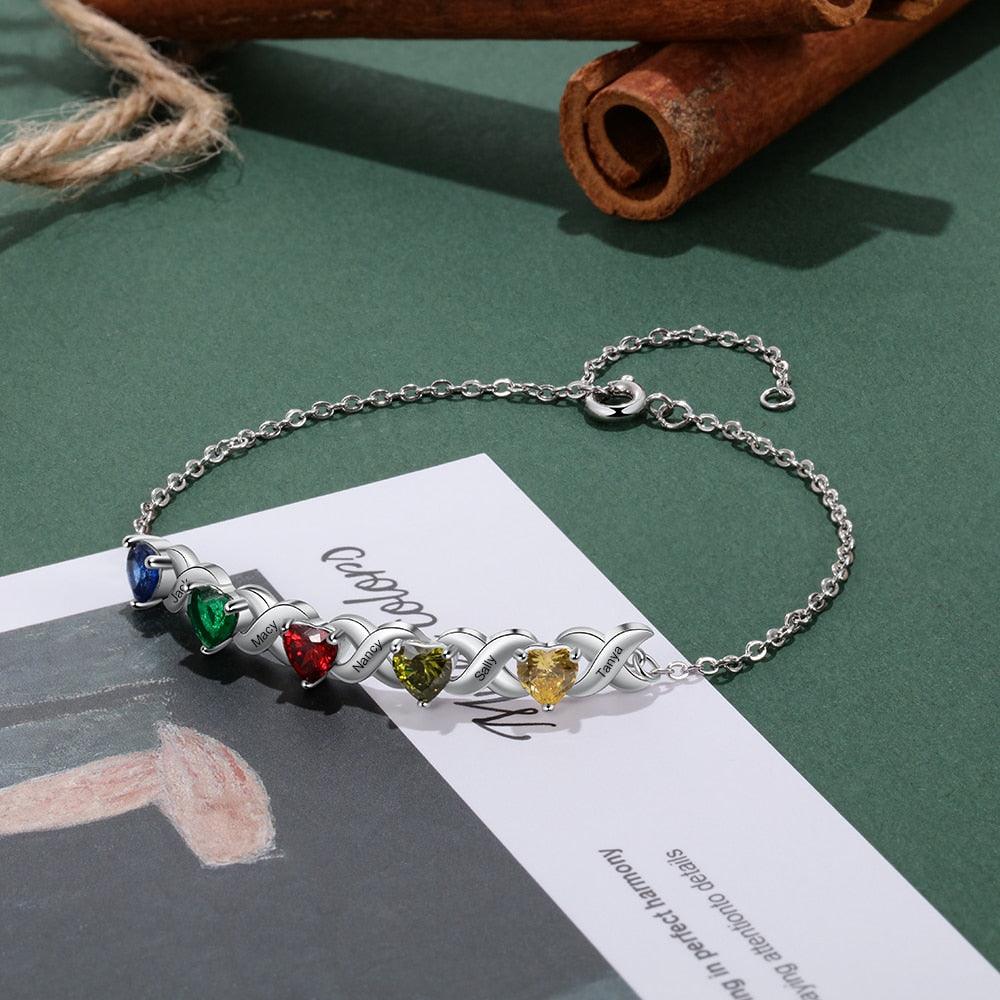 Personalized Inlaid 7 Birthstone Family Bracelet for Mother's Day Gift -Personalized Engraved Jewelry - Everyday Wear Bracelet - Personalized Jewel