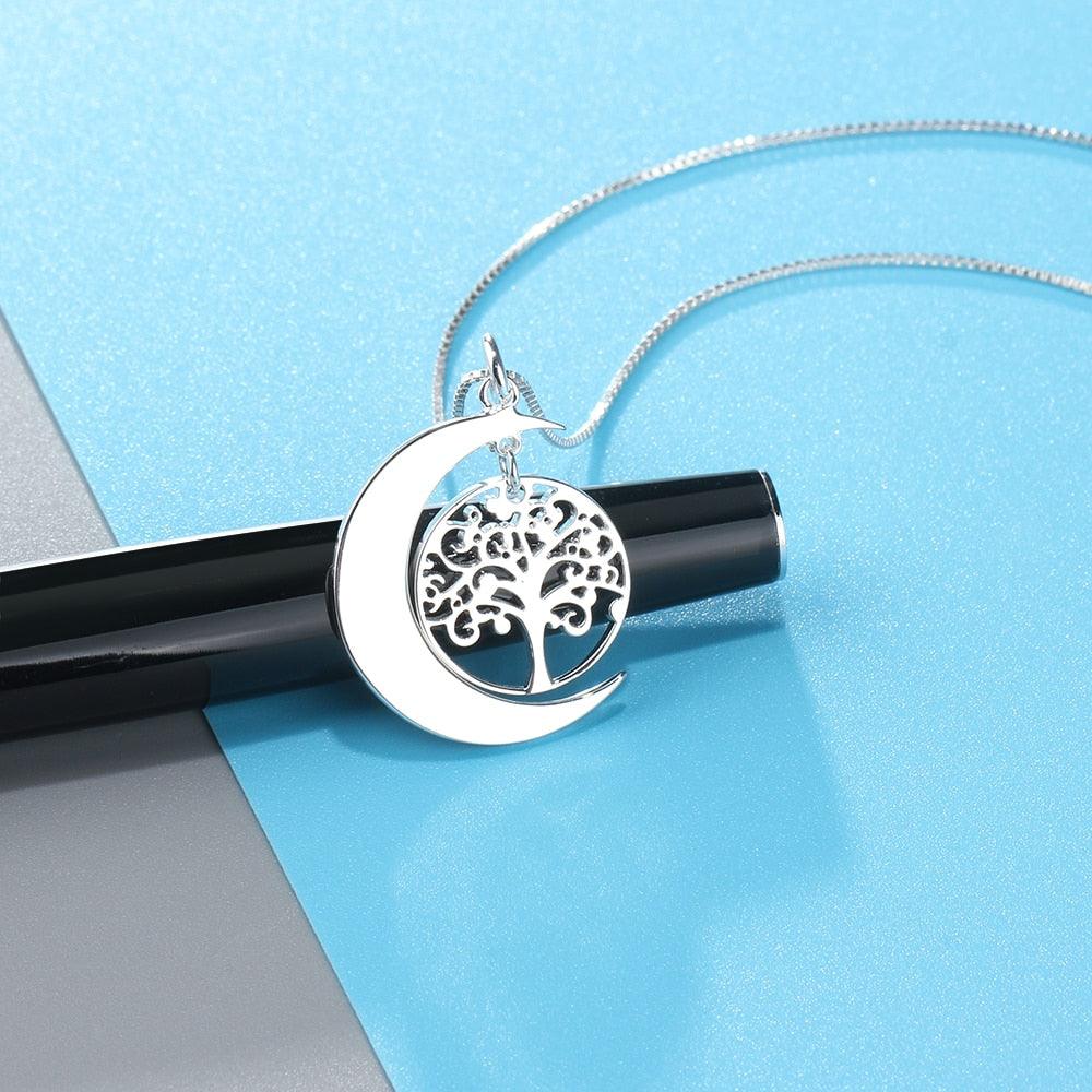 Personalized Jewellery for Women, Tree of Life Moon Pendant for Women, Name Engraving Pendant for Women - Personalized Jewel