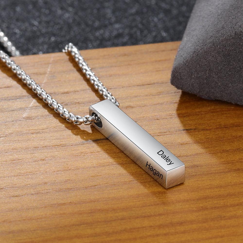 Personalized Jewelry for Men - Four Sided Engraved Necklace for Men - Bar Necklace for Men - Father’s Day Gift for Men - Personalized Jewel