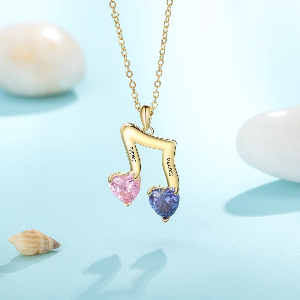 Personalized Jewelry for Women - Musical Note Engraved Birthstone for Women - Customized Jewelry for Women - Personalized Jewel