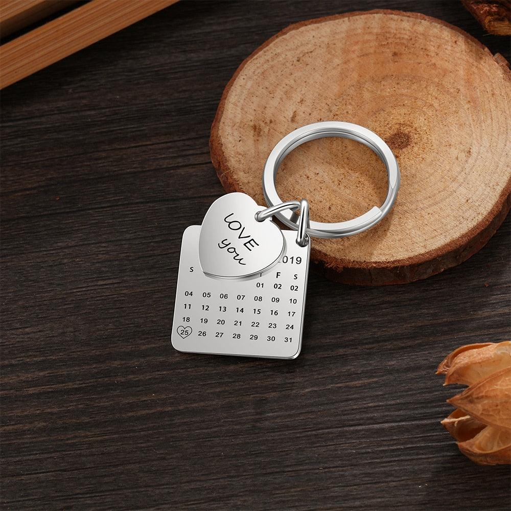 Personalized Keychain Custom Charm With Personal Message And Date Of Birth Engraving - Personalized Jewel
