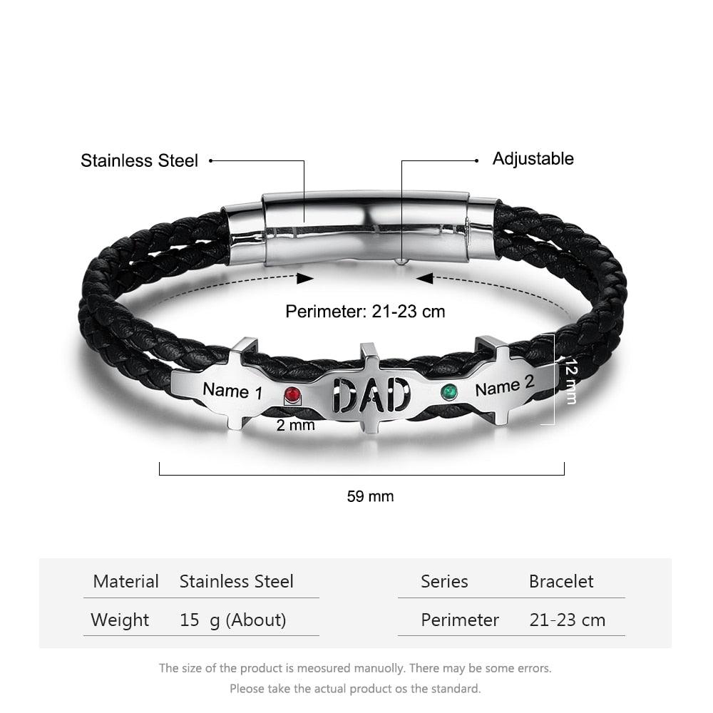 Personalized Leather Engraved Bracelet for Men Trendy Personalized Black Bracelet for Men - Personalized Jewel