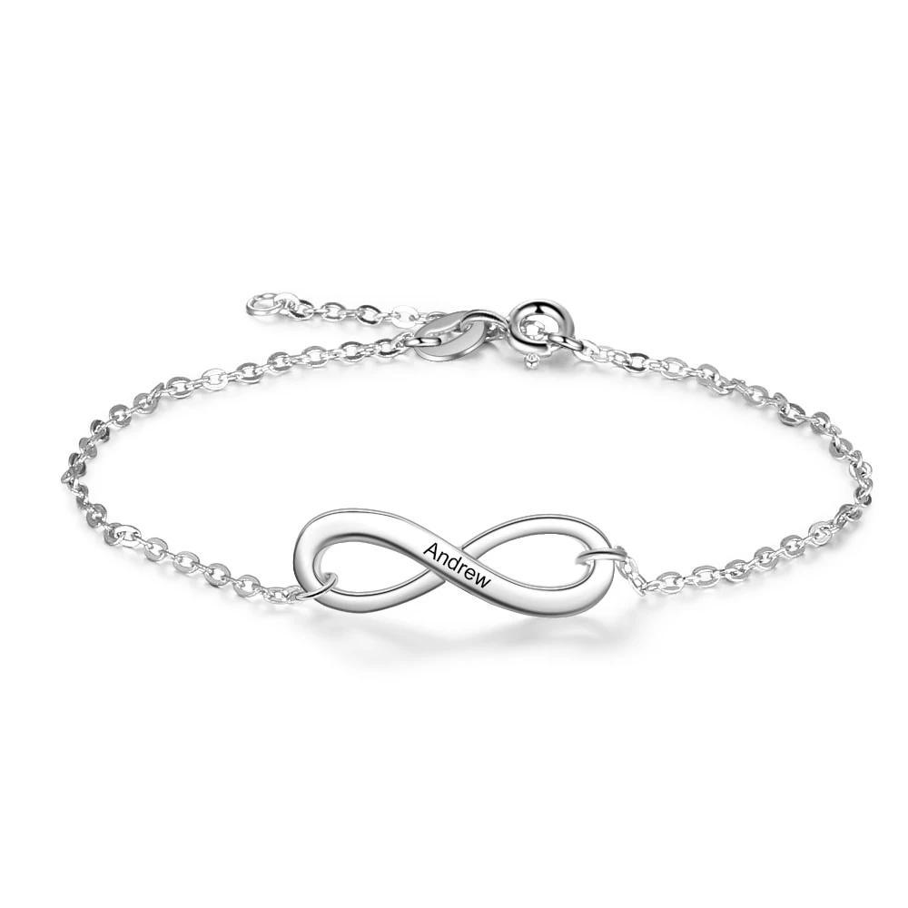 Personalized Link Chain Infinity Bracelets with Customized Name, Anniversary Gift Jewelry - Personalized Jewel