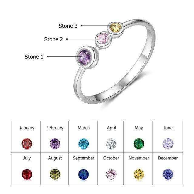 Personalized Mothers Ring - Three Custom Birthstones - Customized Gifts for Mother & Daughter or BFF - Personalized Jewel