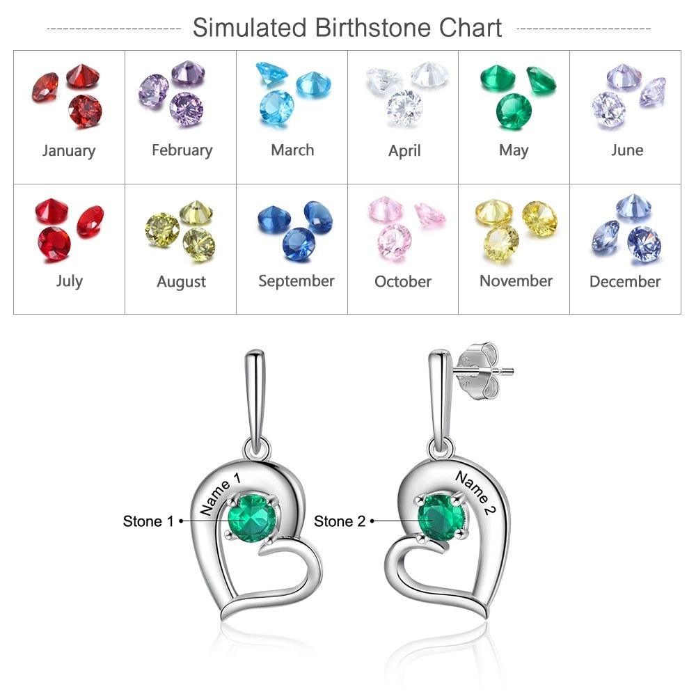 Personalized Name And Birthstone Engraved Drop Earring - Personalized Jewel