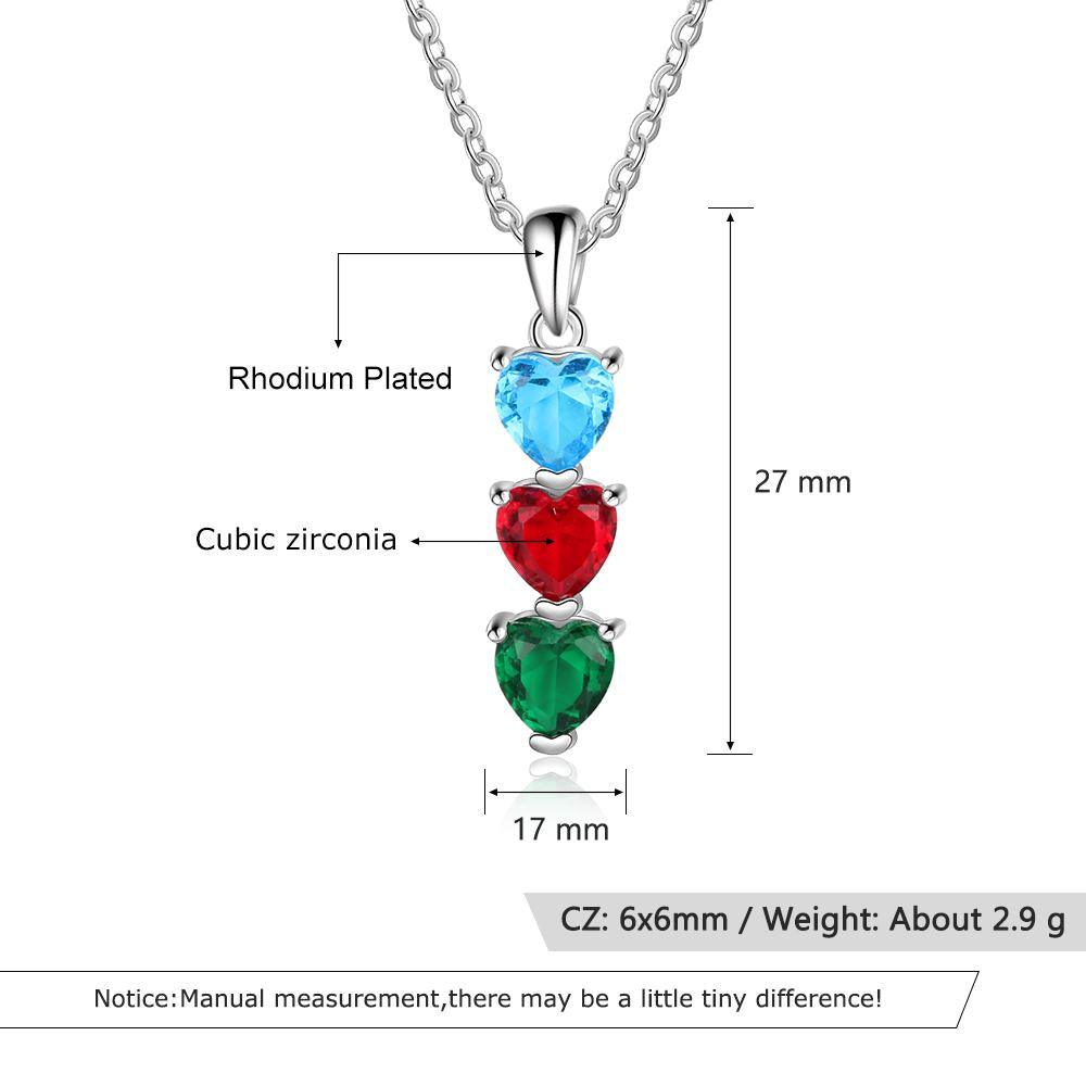 Personalized Pendant Three Custom Birthstones - Personalized Jewel