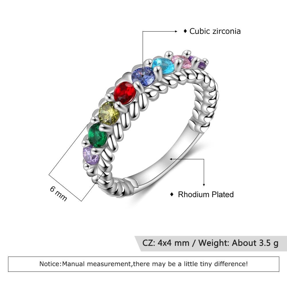 Personalized Rings for Women - Eight Custom Birthstones - Family Gift - Fashion Jewelry - Personalized Jewel
