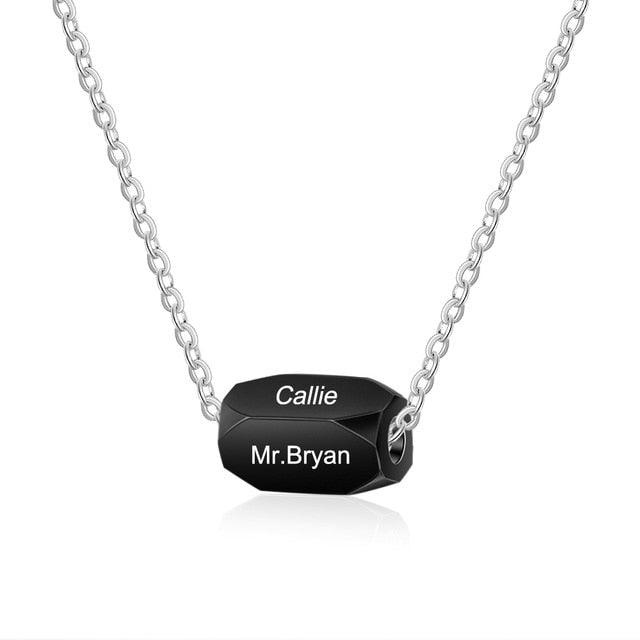 Personalized Stainless Steel 3 Color Strip Fashion Necklace With Engraved Name Pendant - Personalized Jewel