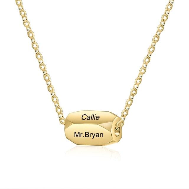 Personalized Stainless Steel 3 Color Strip Fashion Necklace With Engraved Name Pendant - Personalized Jewel