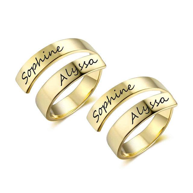 Personalized Stainless Steel Adjustable Rings For Women – Custom Engraved Name – Trendy Anniversary Jewelry - Personalized Jewel