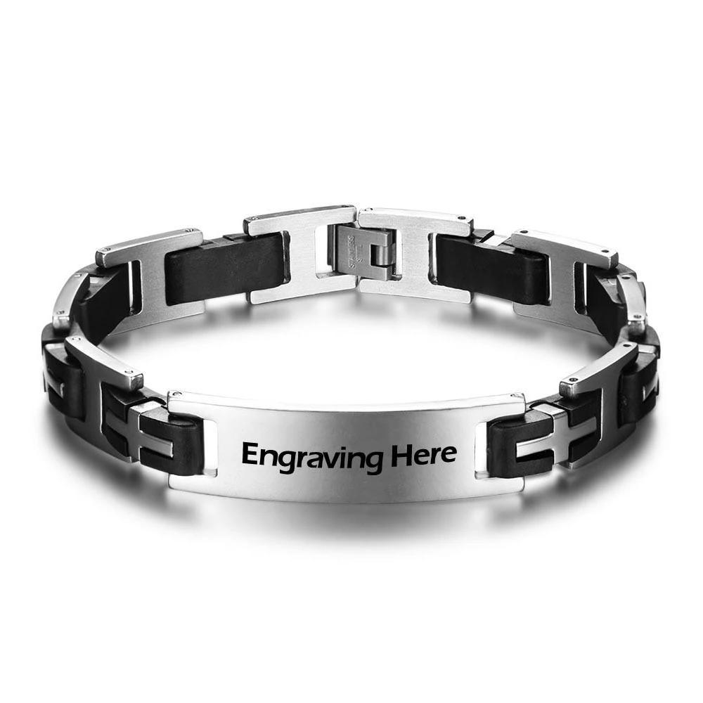 Personalized Stainless Steel Bracelet For Men - Fashion Jewelry For Men - Biker Chain Design Bracelet For Men - Personalized Jewel