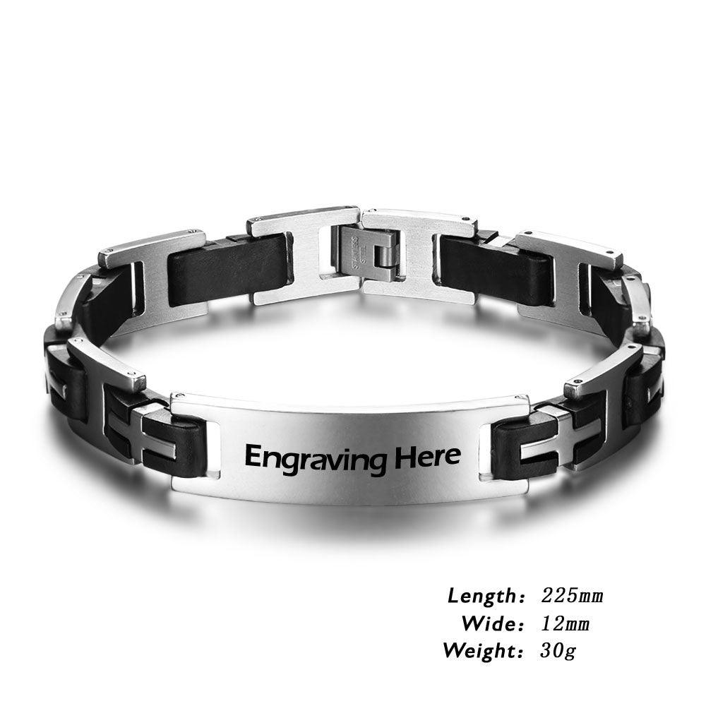 Personalized Stainless Steel Bracelet For Men - Fashion Jewelry For Men - Biker Chain Design Bracelet For Men - Personalized Jewel