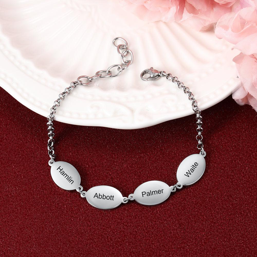 Personalized Stainless Steel Chain Bracelets for Couples with Engraved Custom 2 to 4 Names, Best Friend Bracelet - Personalized Jewel