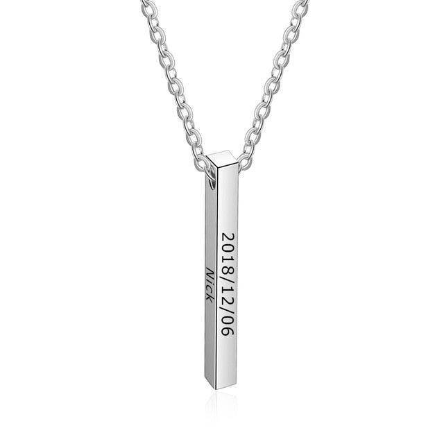 Personalized Stainless Steel Engraved Name Strip Pendant Necklaces, 3 Color Options, Fashion Gift For Women - Personalized Jewel