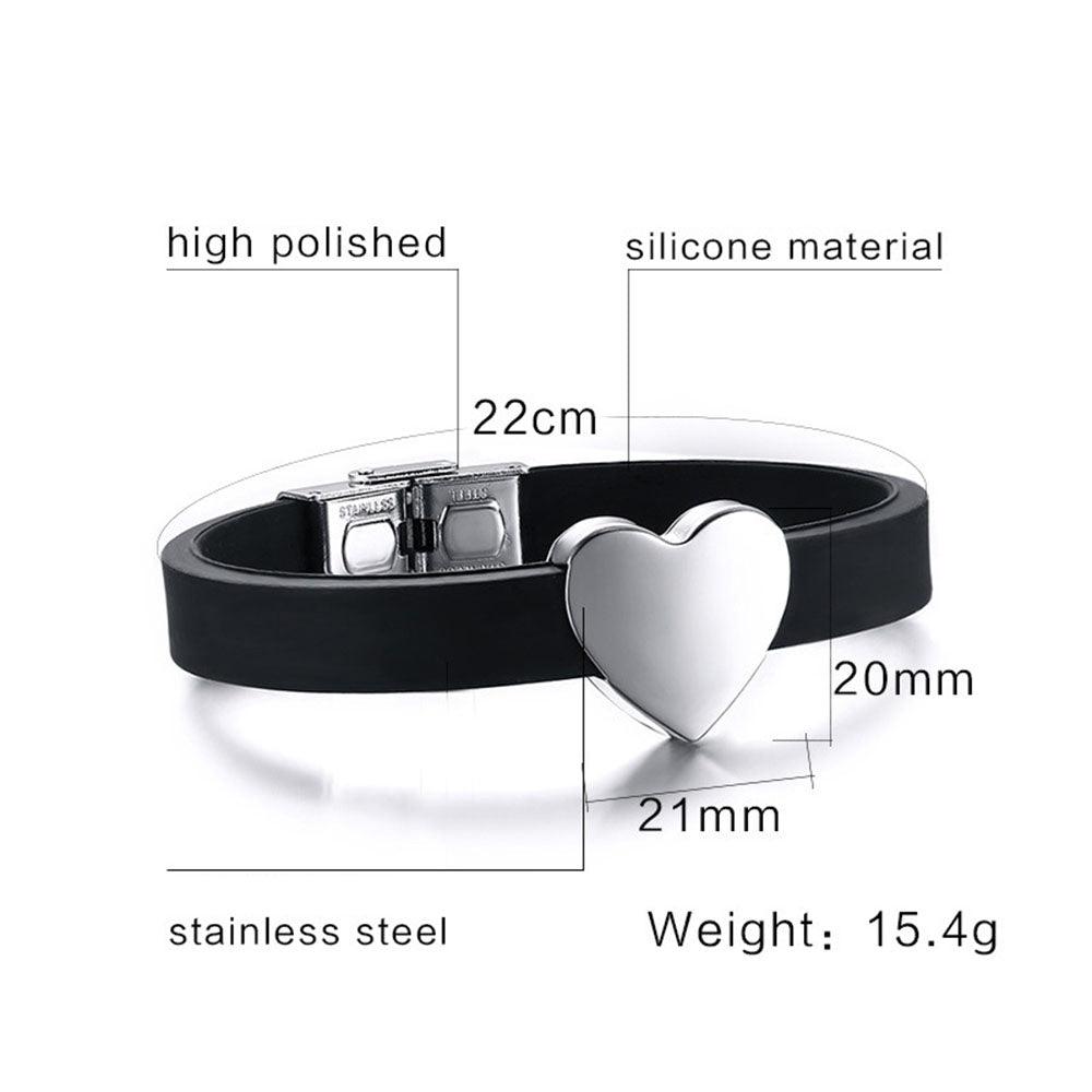 Personalized Stainless Steel Heart Shape Bracelets with Custom Name Engraving, Fashion Jewelry Bangles for Men - Personalized Jewel
