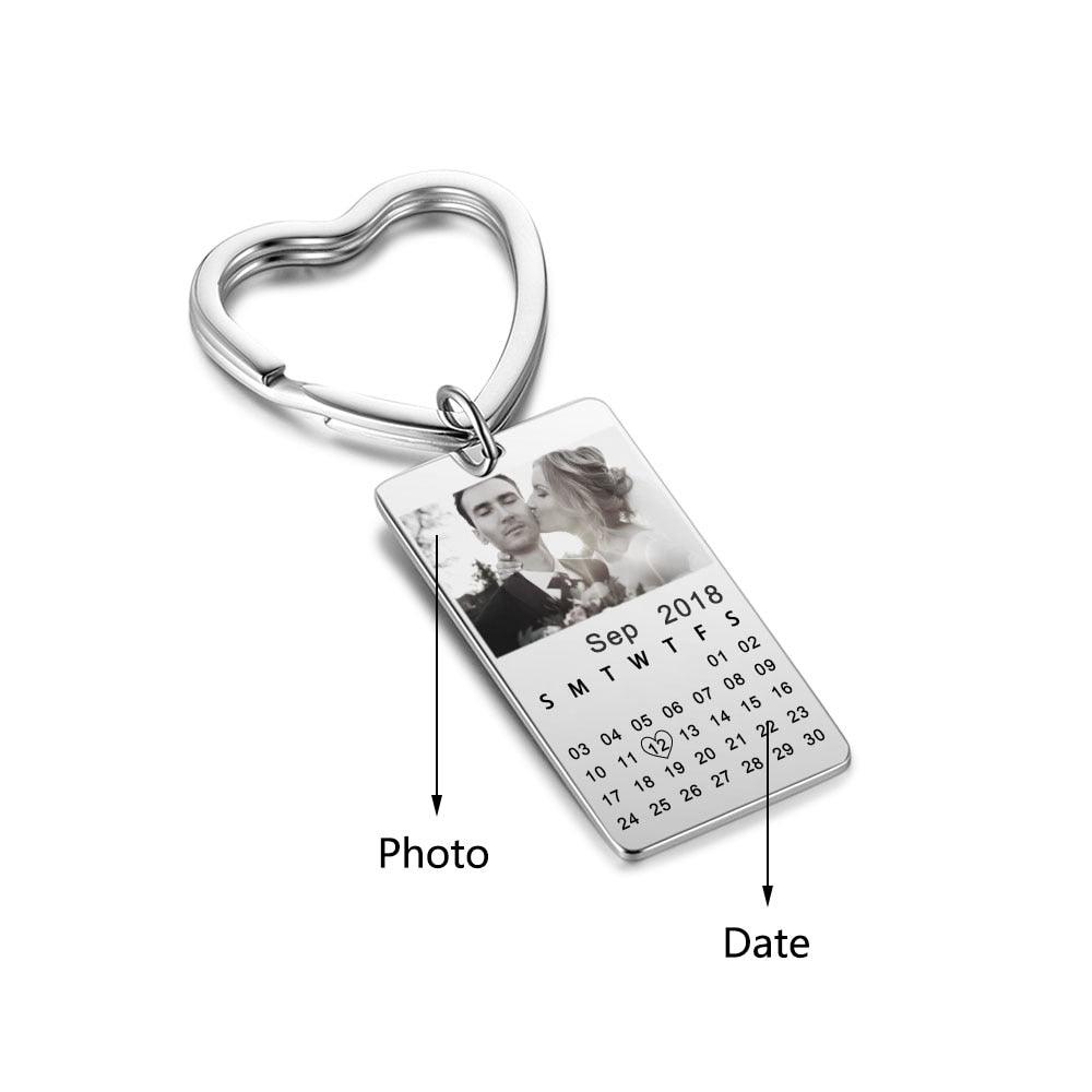 Personalized Stainless Steel Key Chains for Lovers with Custom Photo & Date – Best Fashion Anniversary Jewelry Gift  - Personalized Jewel