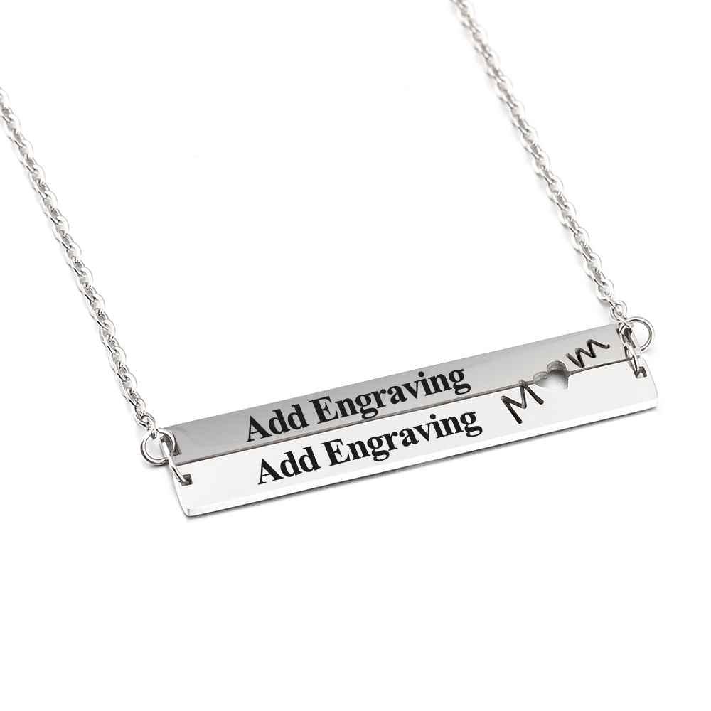 Personalized Stainless Steel Nameplate Bar Engraved Pendant Necklace, Fashion Jewelry Gift for Women - Personalized Jewel