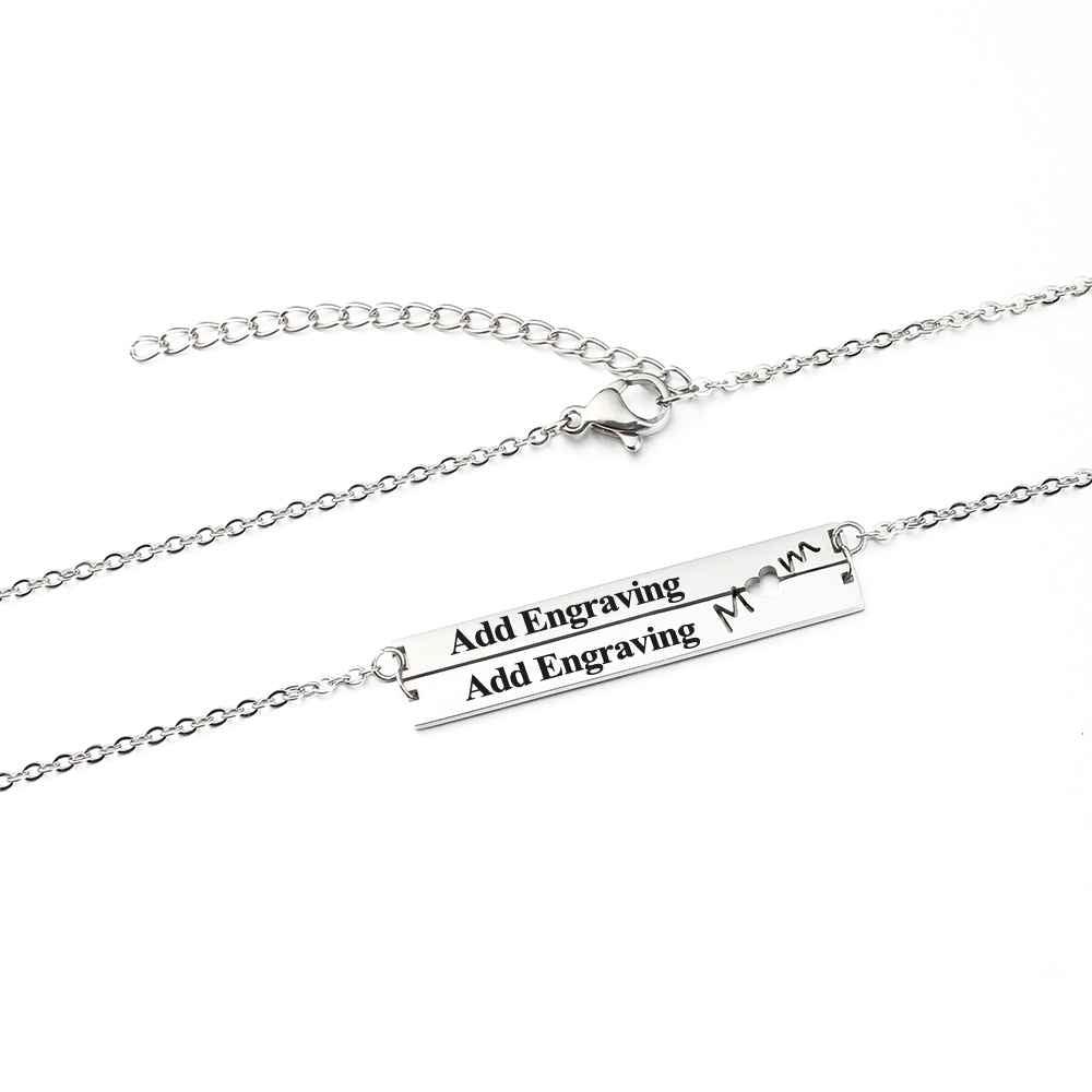 Personalized Stainless Steel Nameplate Bar Engraved Pendant Necklace, Fashion Jewelry Gift for Women - Personalized Jewel
