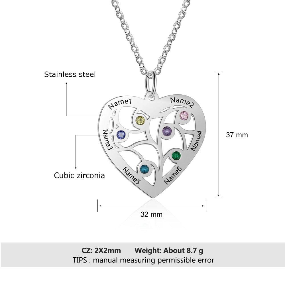 Personalized Stainless Steel Necklace With Birthstone And Name Engrave Pendant, Friendship Gift Jewelry - Personalized Jewel