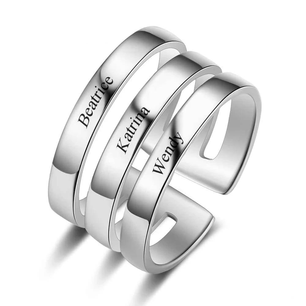 Personalized Stainless Steel Stackable Ring - Engrave Three Custom Name - Customized Family Gift - Personalized Jewel