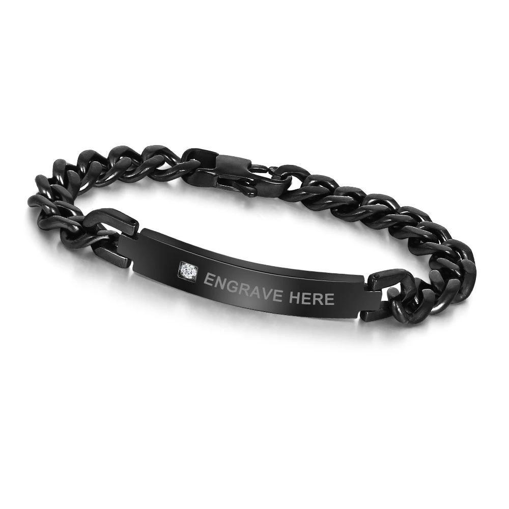 Personalized Titanium Steel Fashion Bracelets for Men with Name Engrave Option, Gift Bangles for Dad - Personalized Jewel