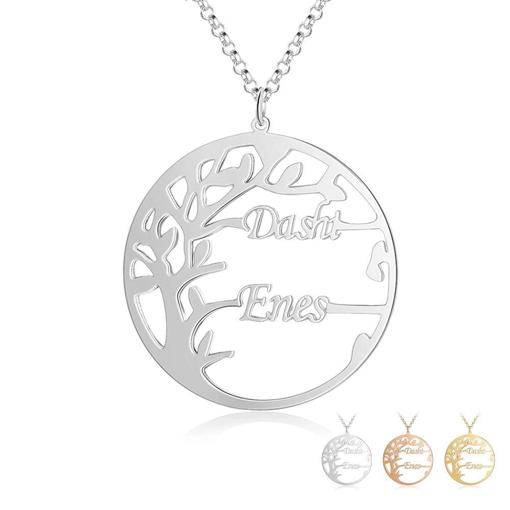 Personalized Tree of Life Necklace with 2 Names Customized Name Letter Pendant Necklace Women Jewelry Christmas Gift - Personalized Jewel