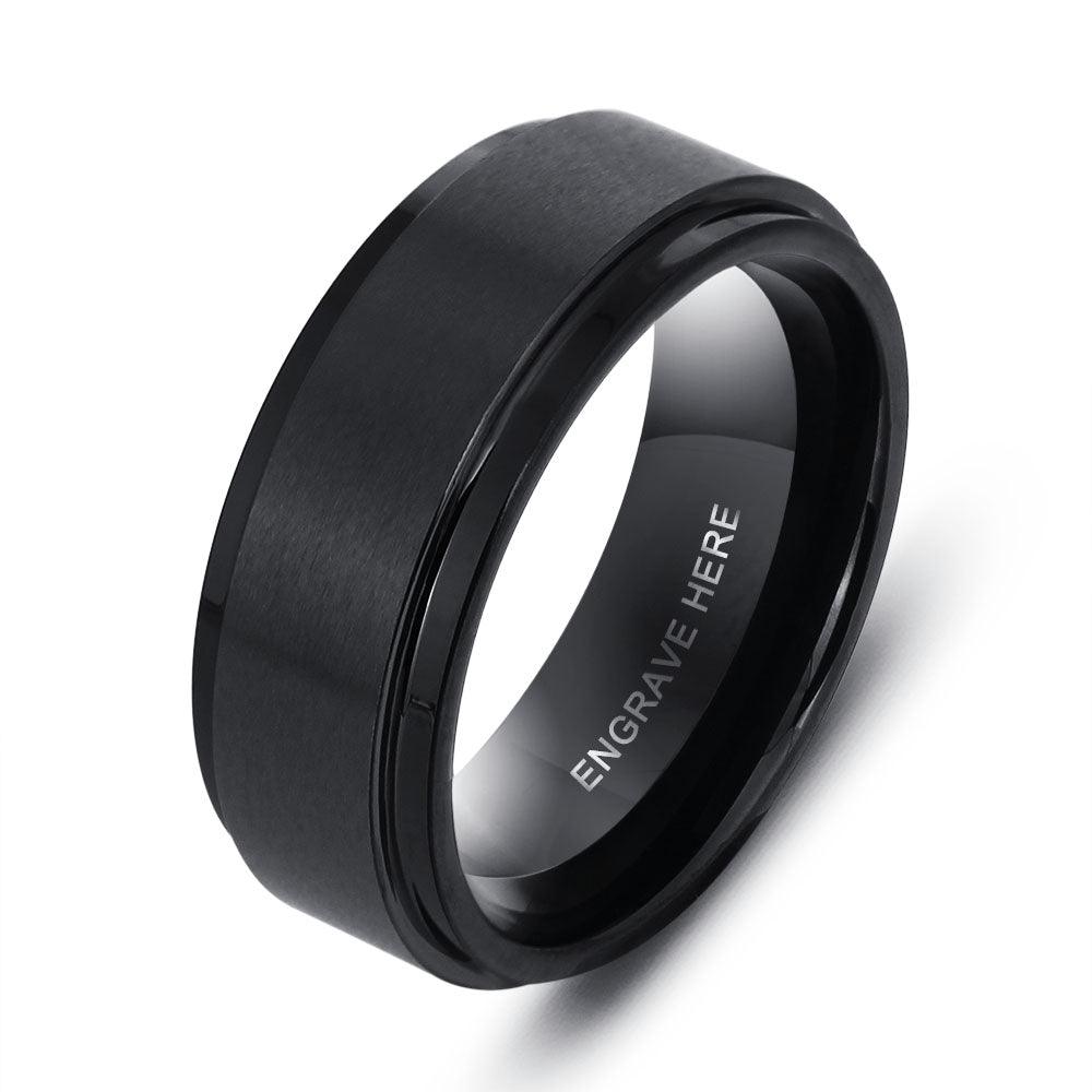 Personalized Tungsten Steel Name Engraved Ring, Fashion Jewelry Gift for Men - Personalized Jewel