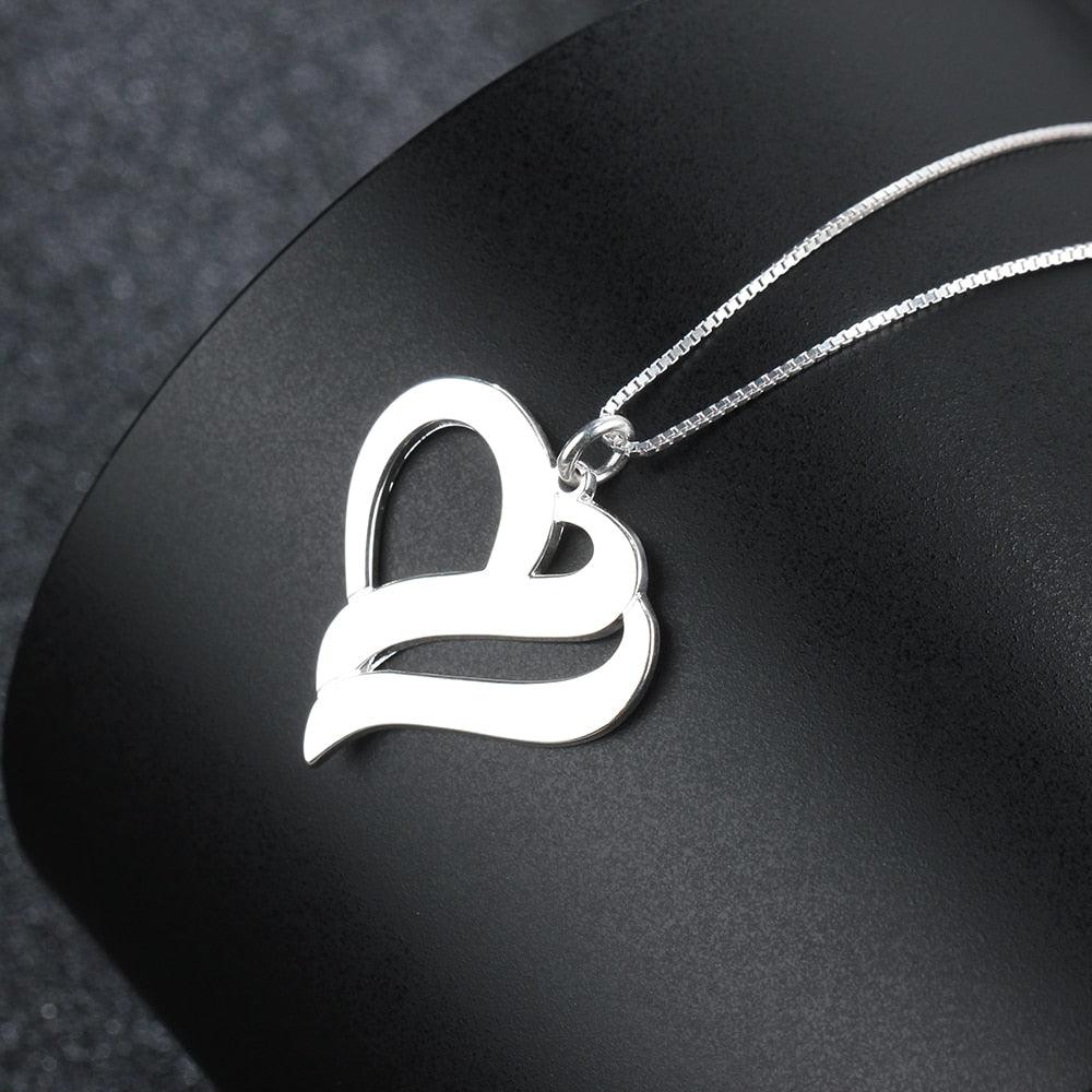 Personalized Women's 925 Sterling Silver Necklace with Heart Shape Engraved Name Pendant, Trendy Jewelry Gift for Her - Personalized Jewel