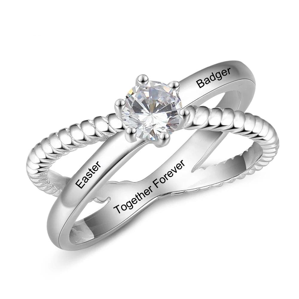Personalized Women’s Copper Custom Name Rings – X Shape Crossed – Trendy Zircon Jewelry - Personalized Jewel