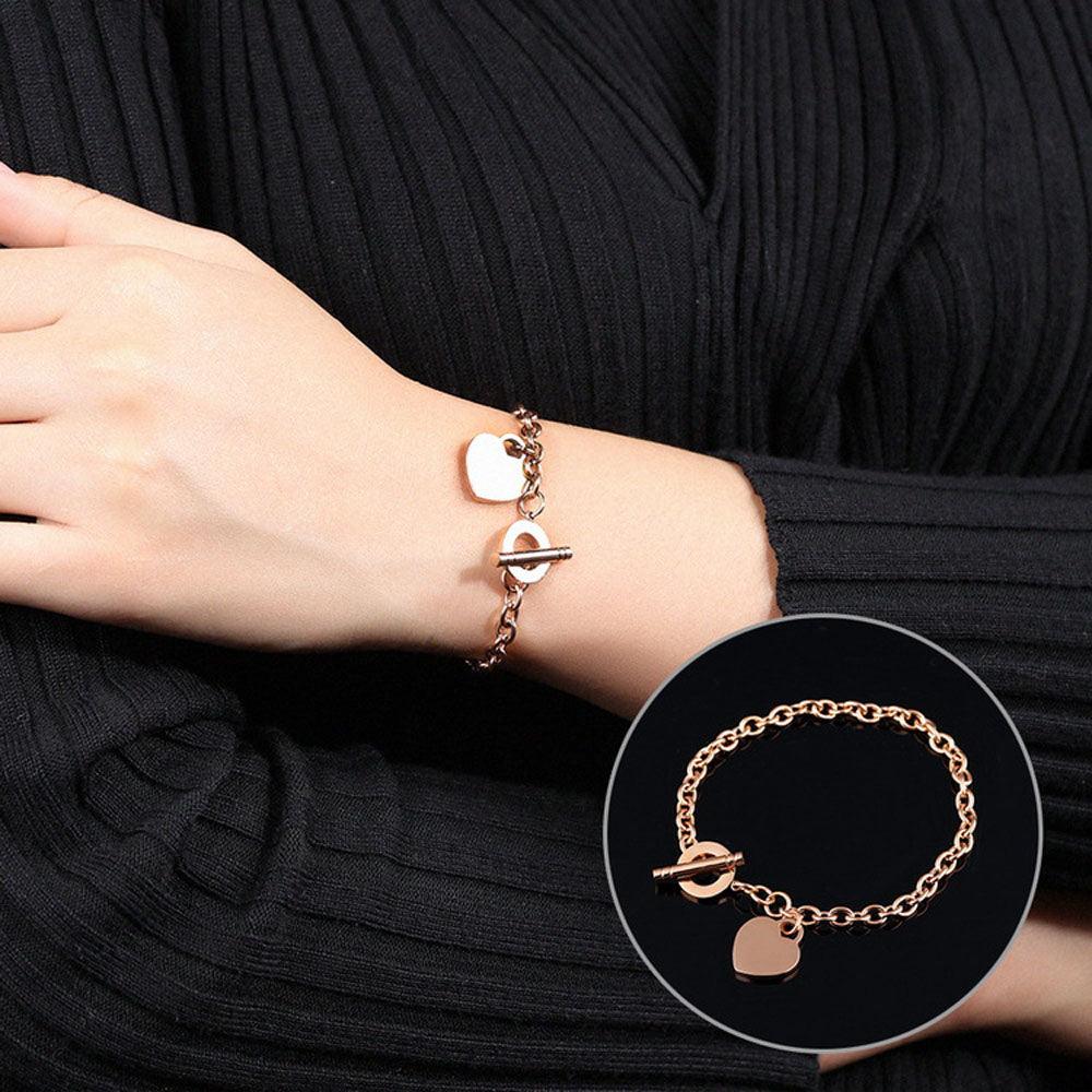 Personalized Women Stainless Steel Bracelet Heart Shape Party Jewelry For Women Bangles Best Gift For Friend - Personalized Jewel