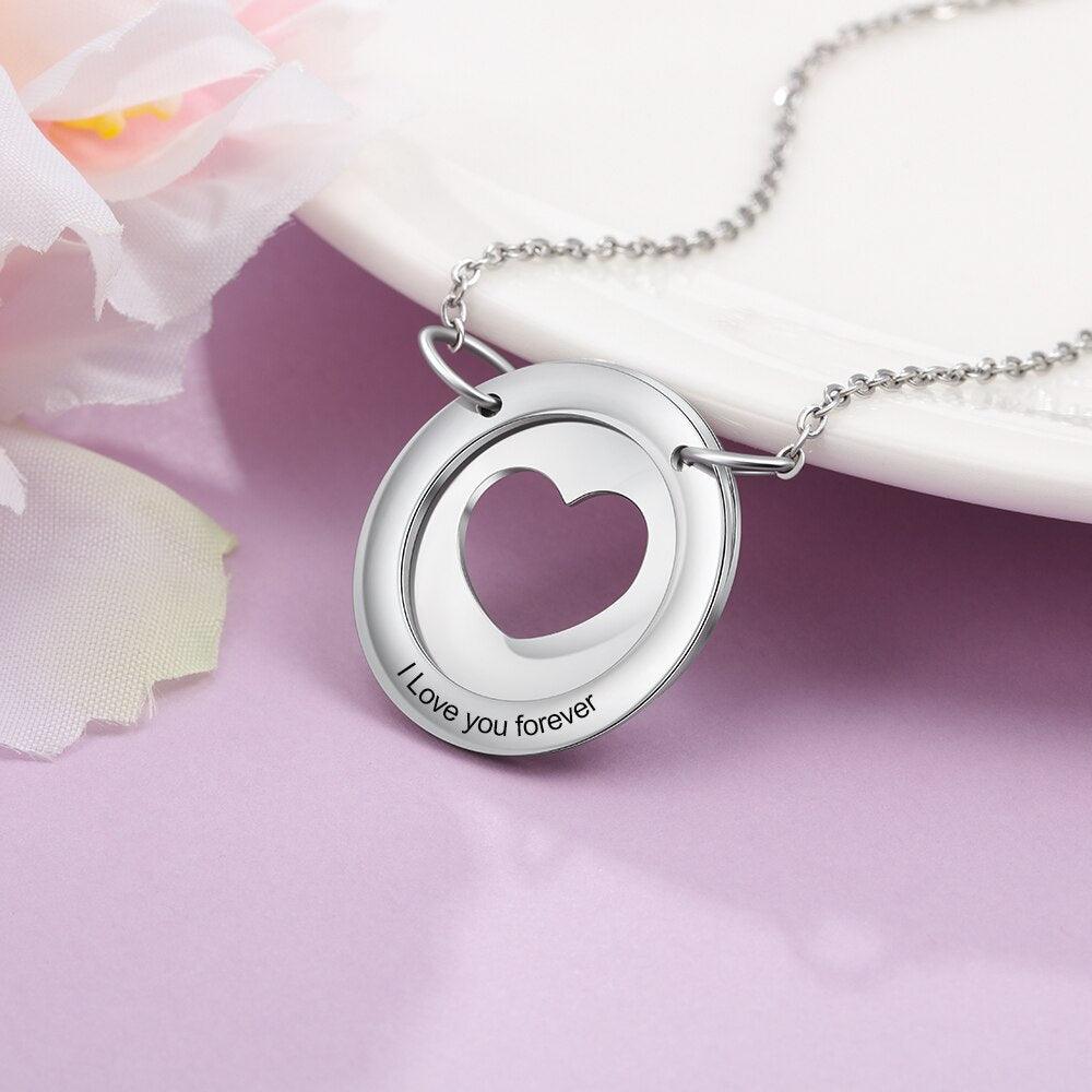 Plated Steel Jewellery, Stainless Steel Jewellery for Women, 1-Name Customizable Jewellery, Beautiful Circle Necklace with Heart - Personalized Jewel