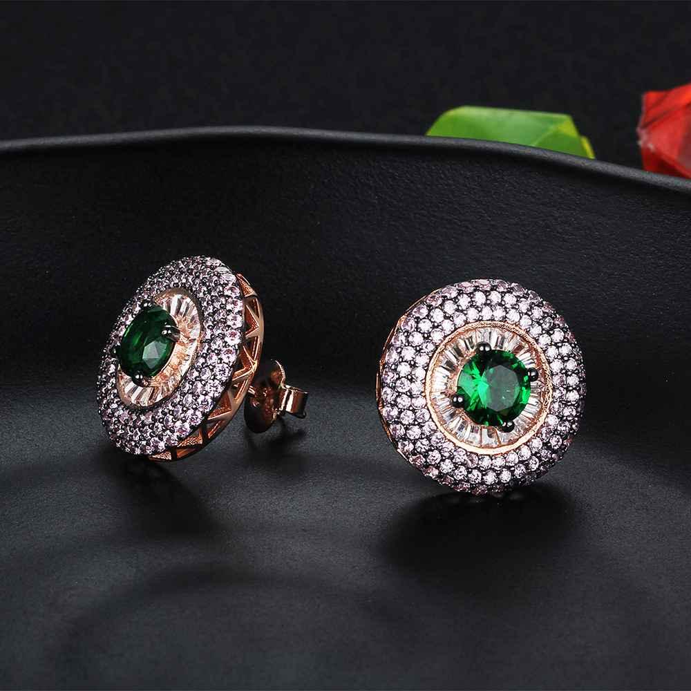 Promise Round Button Silver Earring With Stubbed Stones For Women - Personalized Jewel