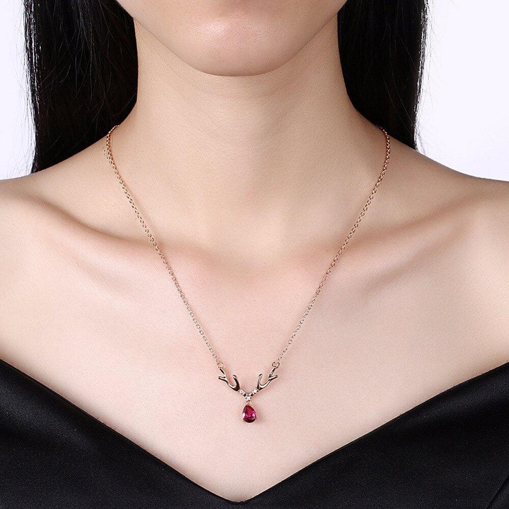 Red Zircon Link Chain, Trendy Women’s Jewelry, Fashion Gold Necklace for Girls - Personalized Jewel
