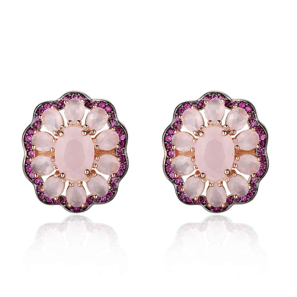 Romantic Sterling Silver Stud Earrings- Pink Daisy Earrings for Women- Trendy Jewelry Option for Girls- Anniversary Gift for Women- Jewelry for Women - Personalized Jewel