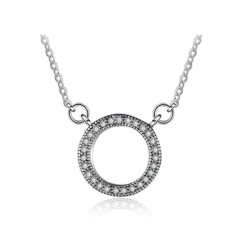 Round Hollow Design CZ Soild 925 Sterling Silver Necklace & Pendants Fashion Women Necklace Vintage Jewelry - Personalized Jewel