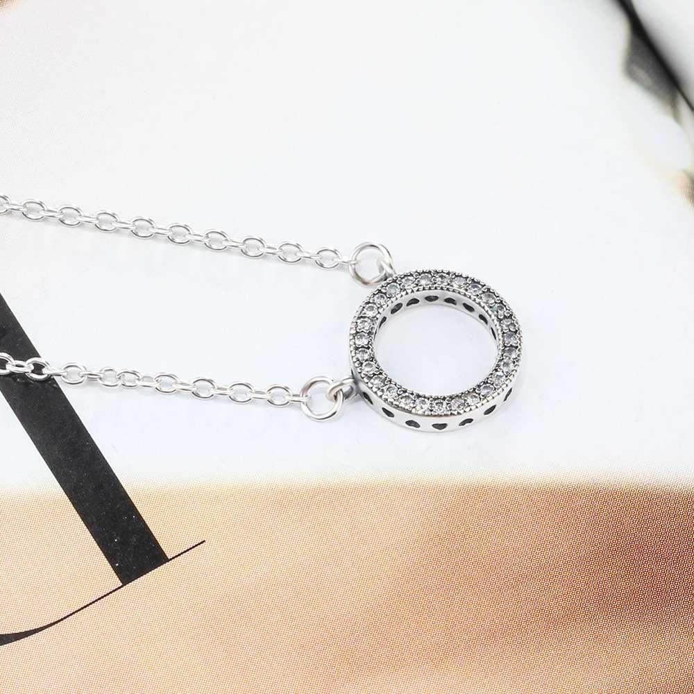 Round Hollow Design CZ Soild 925 Sterling Silver Necklace & Pendants Fashion Women Necklace Vintage Jewelry - Personalized Jewel