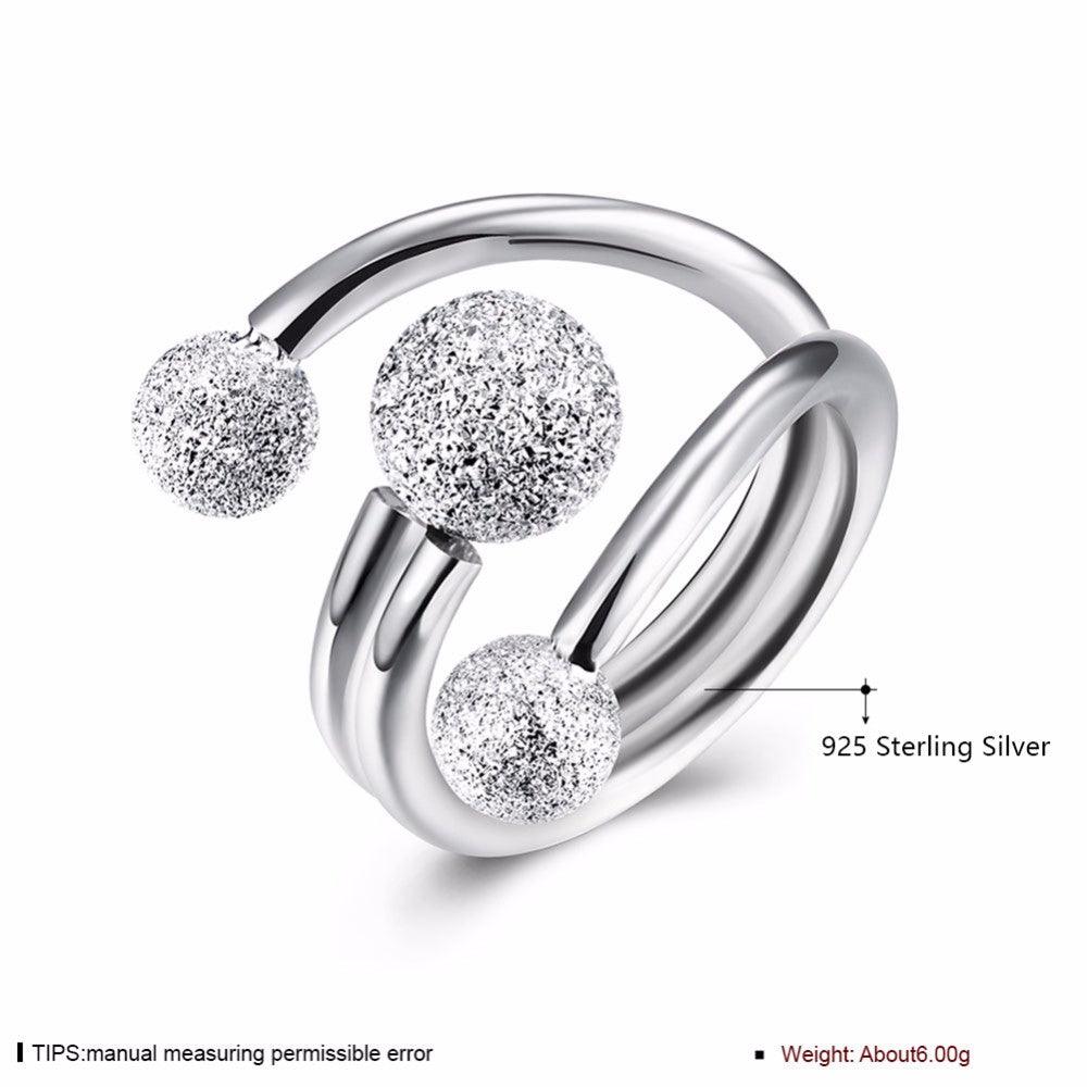 Solid 925 Sterling Silver Adjustable Rings for Women – Surround Ball Design – Party Jewelry Gift Ideas for Mom - Personalized Jewel