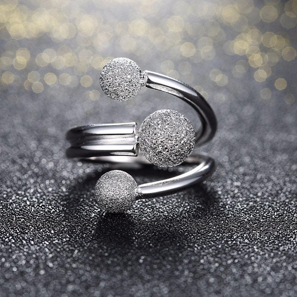 Solid 925 Sterling Silver Adjustable Rings for Women – Surround Ball Design – Party Jewelry Gift Ideas for Mom - Personalized Jewel