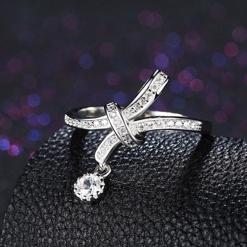 Solid 925 Sterling Silver Irregular Rotated Pattern Rings for Women with Cubic Zirconia Stones – Fashion Jewelry Gift for Her   - Personalized Jewel