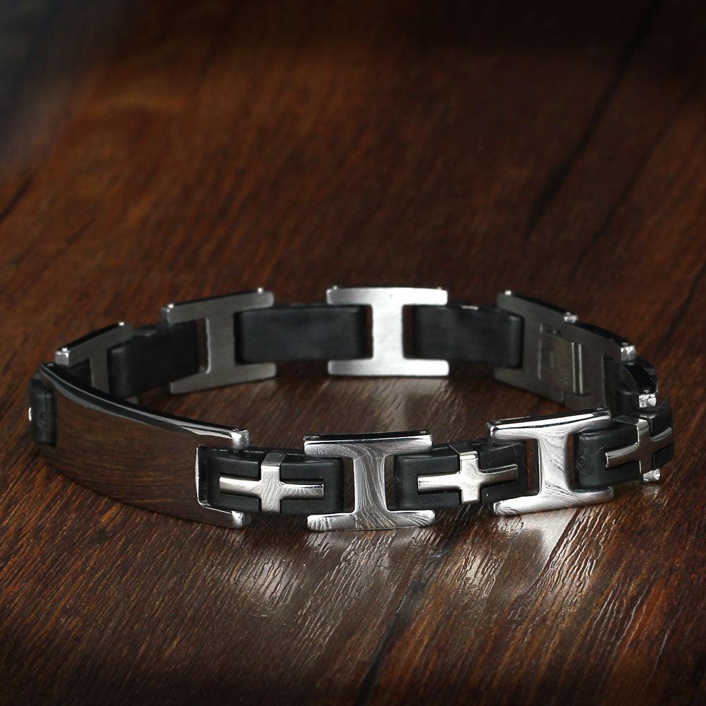 Stainless Steel 220mm Length Bracelet- Everyday Wear Trendy Bracelet for Men- Cross Bracelets for Every Wear- Punk Trendy Bracelet for Men - Personalized Jewel